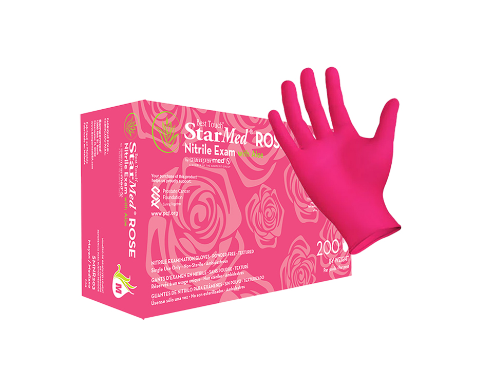 Starmed Rose Nitrile Exam Glove w/ Aloe (200)