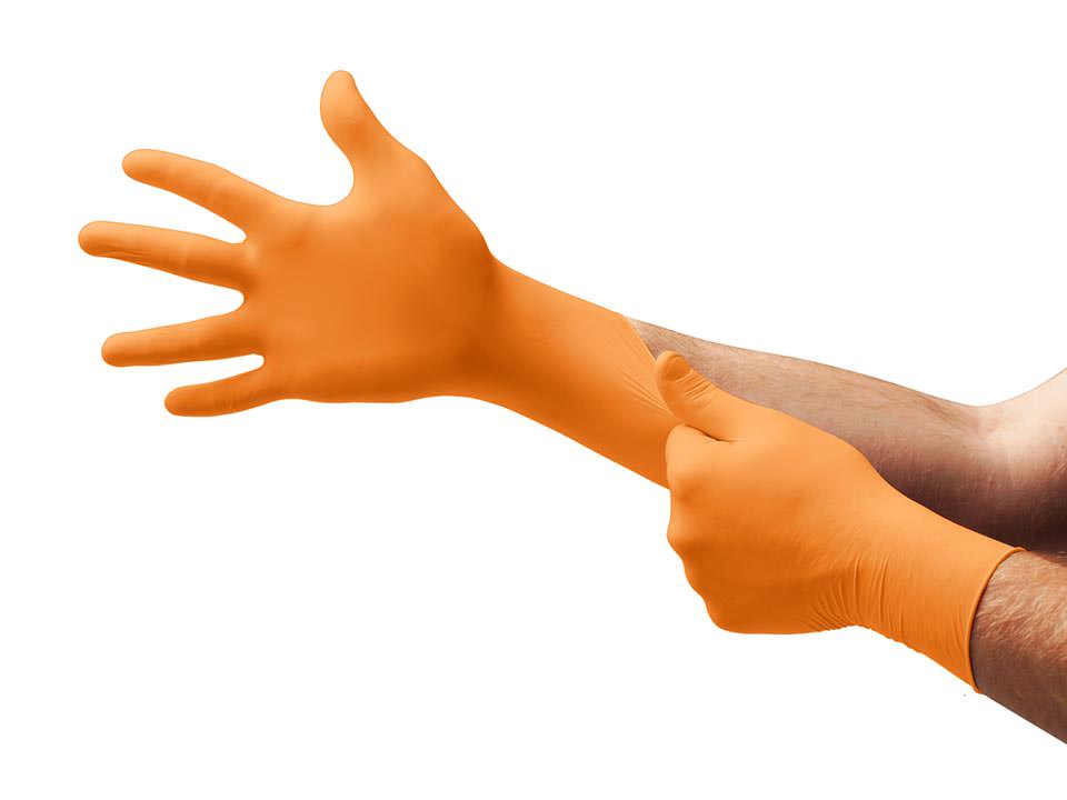 BLAZE Nitrile High Visibility Orange Exam Gloves