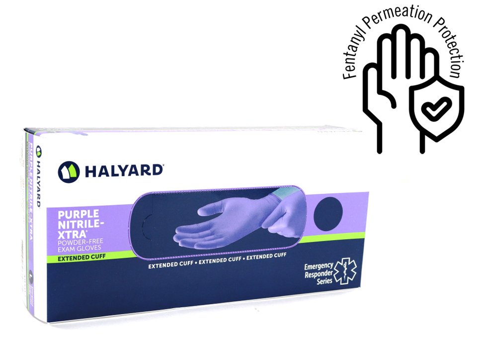 Extended Cuff Halyard Purple Nitrile Exam Gloves Medium Nitrile