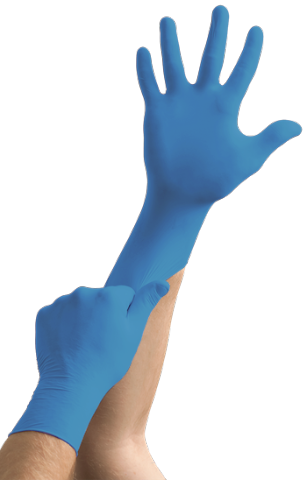 blue exam gloves